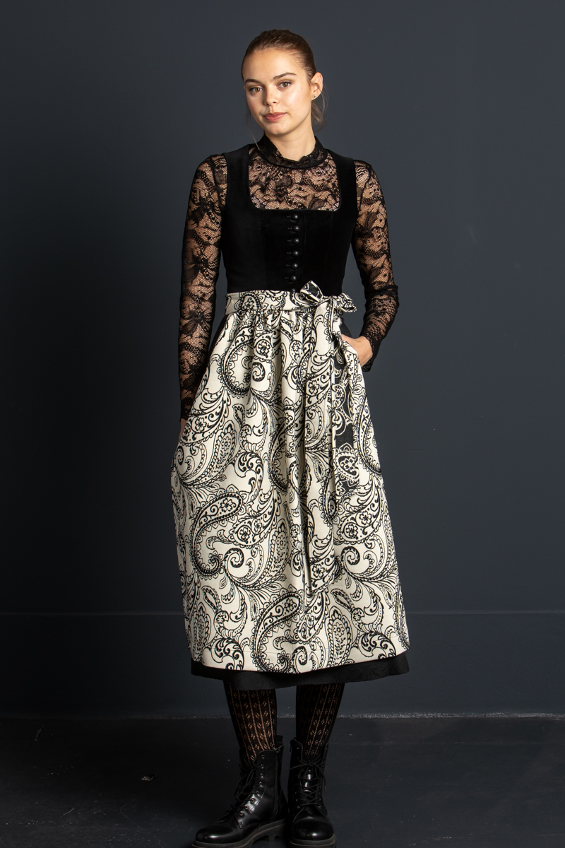 Samtdirndl Wiesn Wunda schwarz/weiß