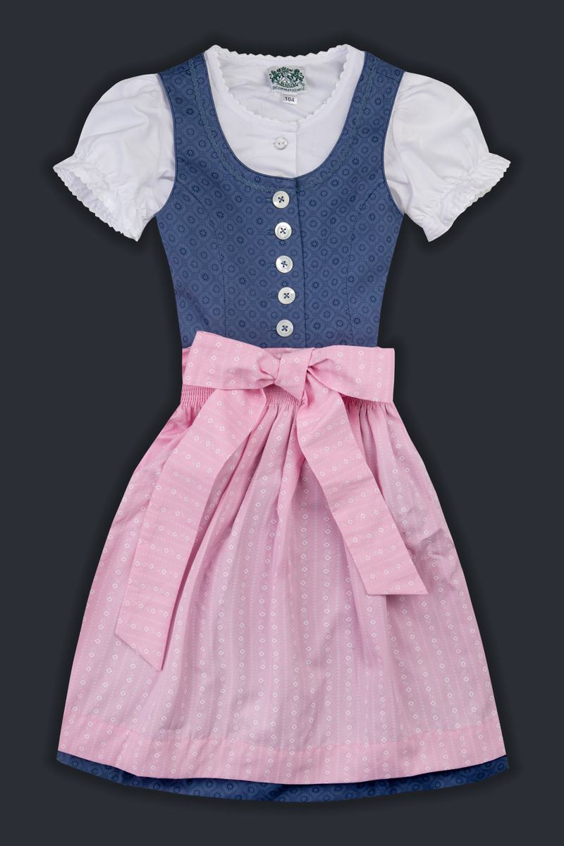 Kinderdirndl Bergsee blau mit pink von Hammerschmid bei Almliebe