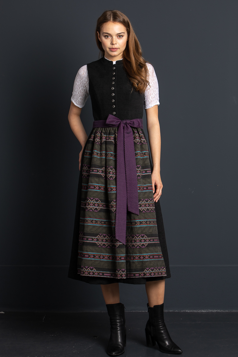 Hochgeschlossenes Dirndl Bräurosl schwarz