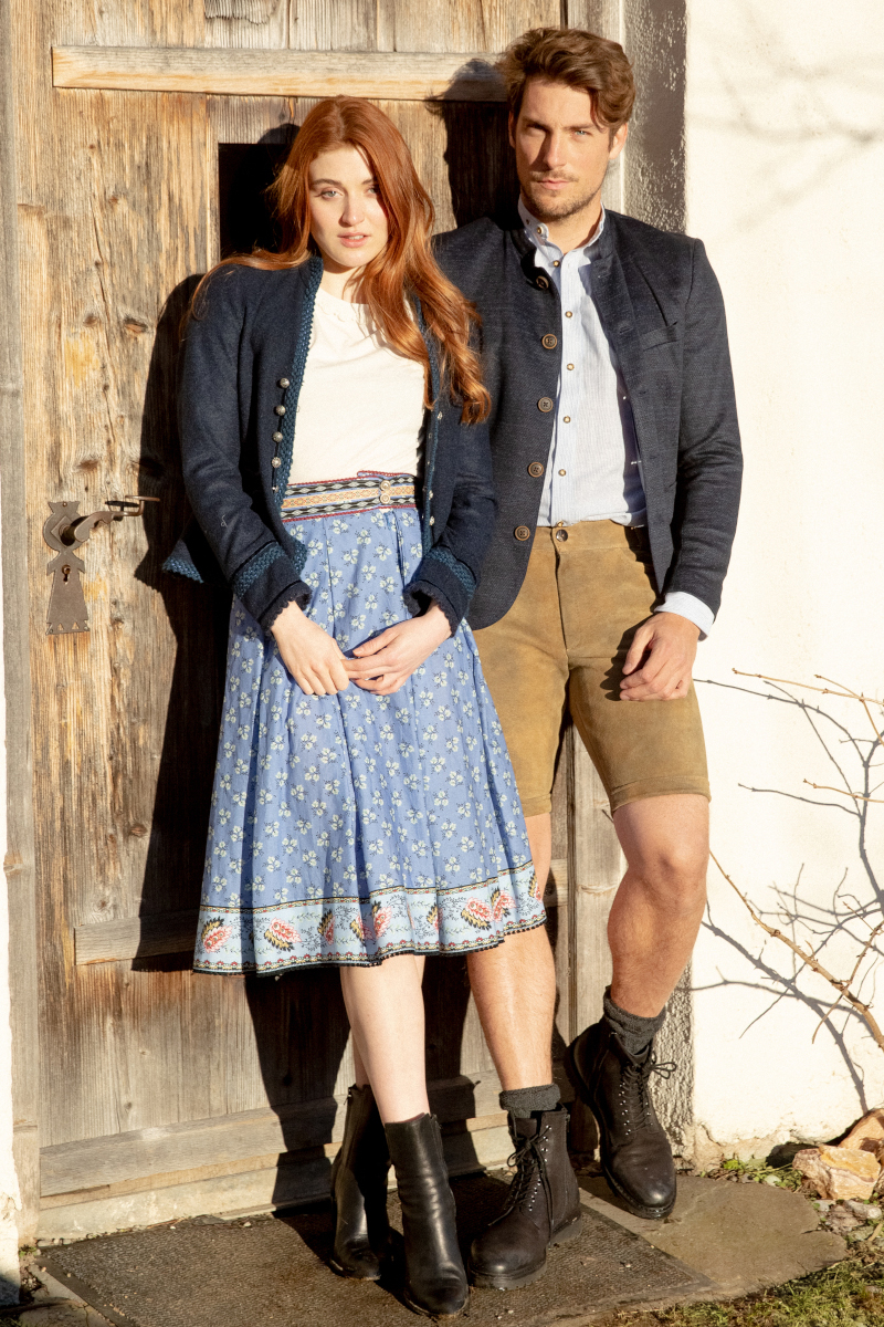 Trachtenrock Ines blau mit Borten