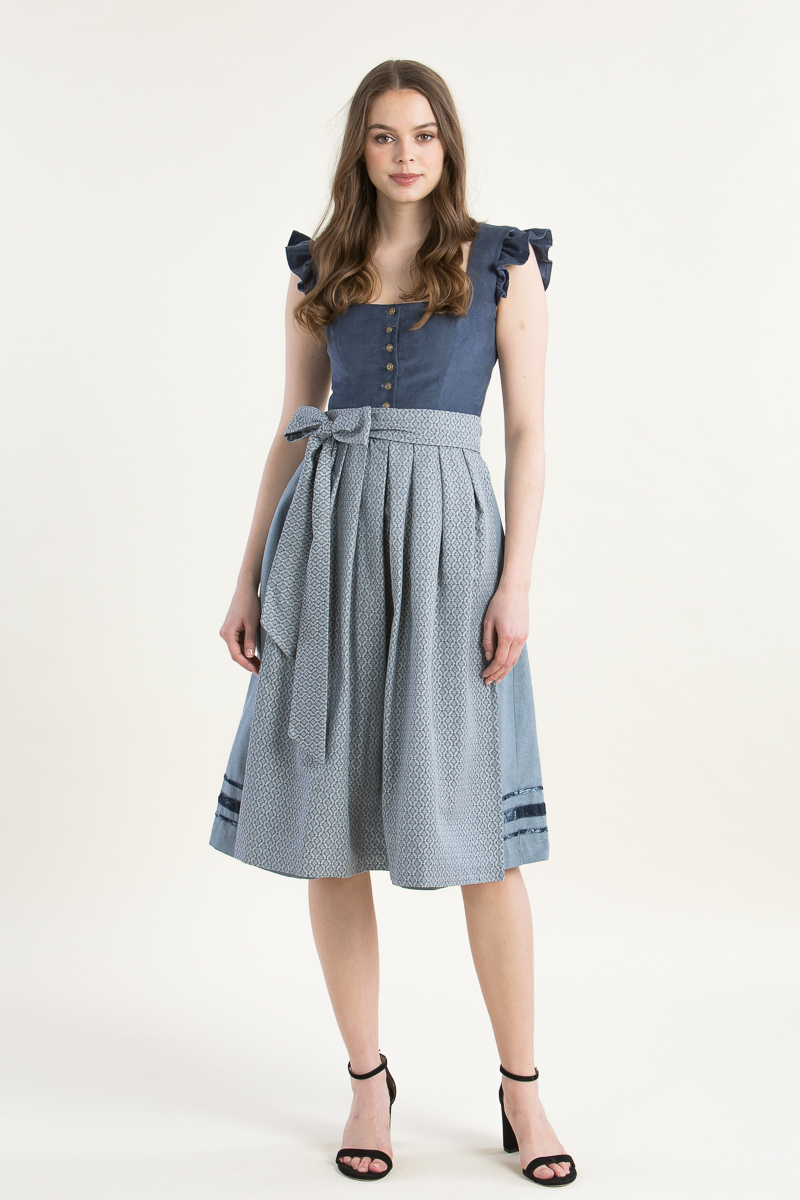 Dirndl Nila mit abnehmbarem Flügelarm blau