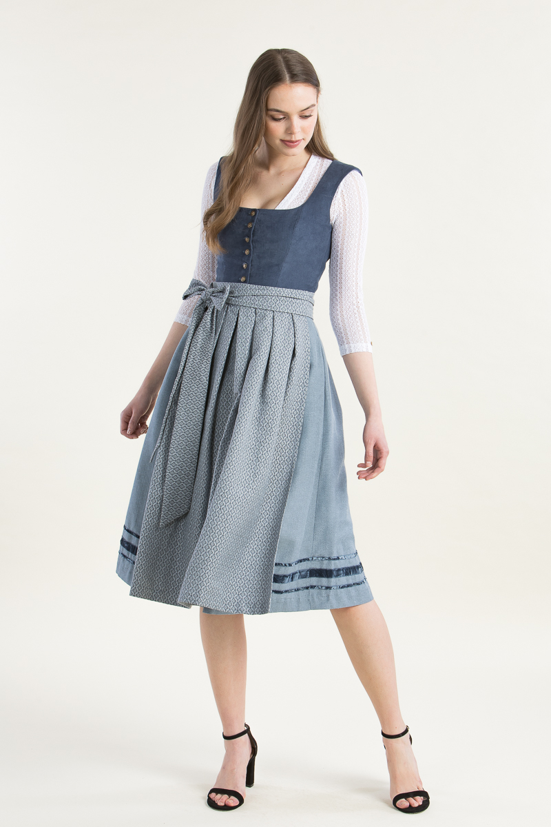 Dirndl Nila mit abnehmbarem Flügelarm blau