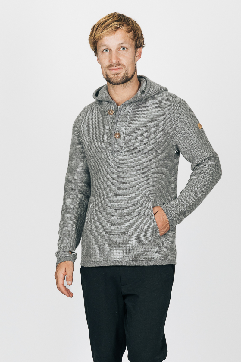 Strick Hoodie Xaver grau-marmor