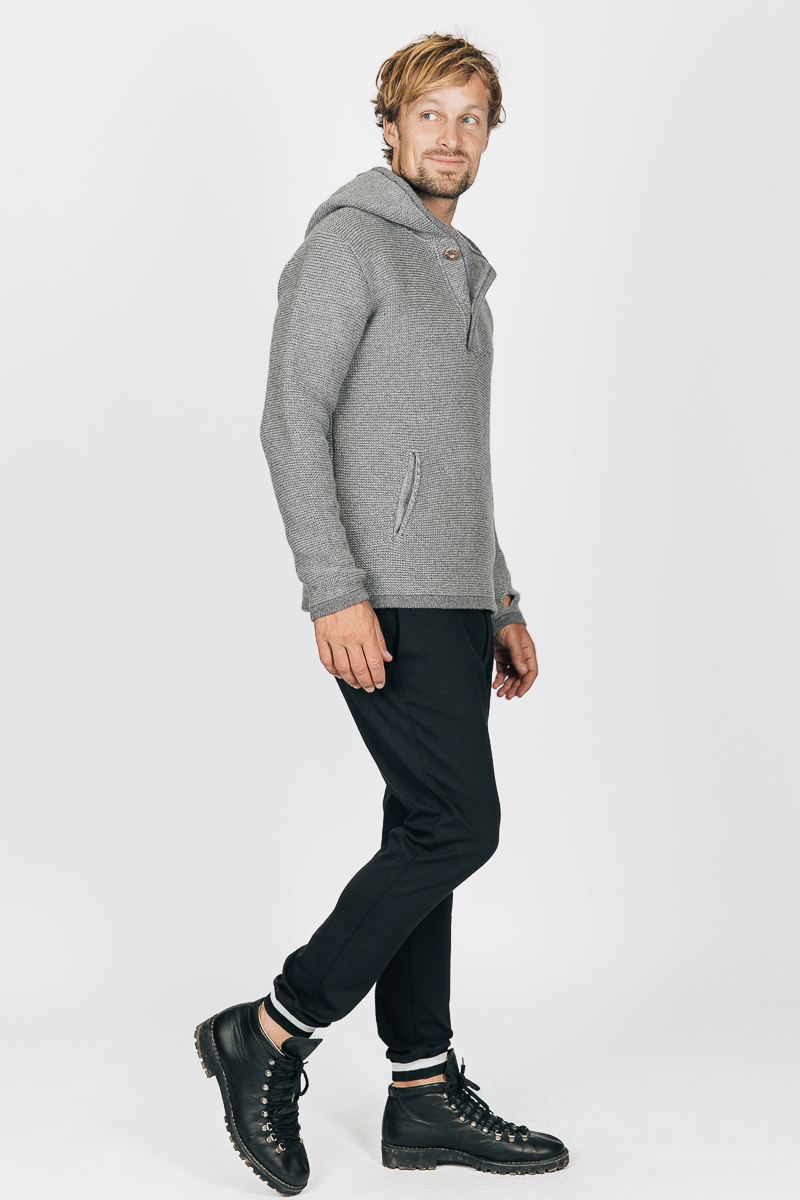 Strick Hoodie Xaver grau-marmor