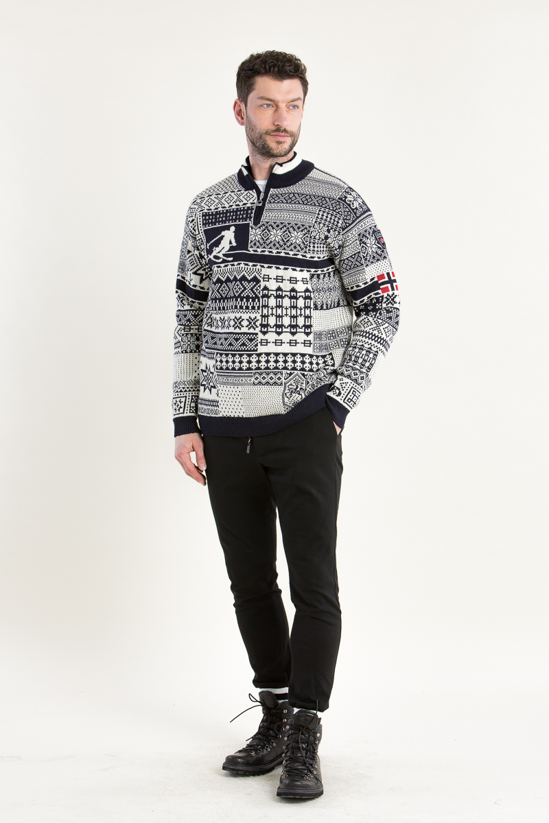 Norweger Pulli History blau