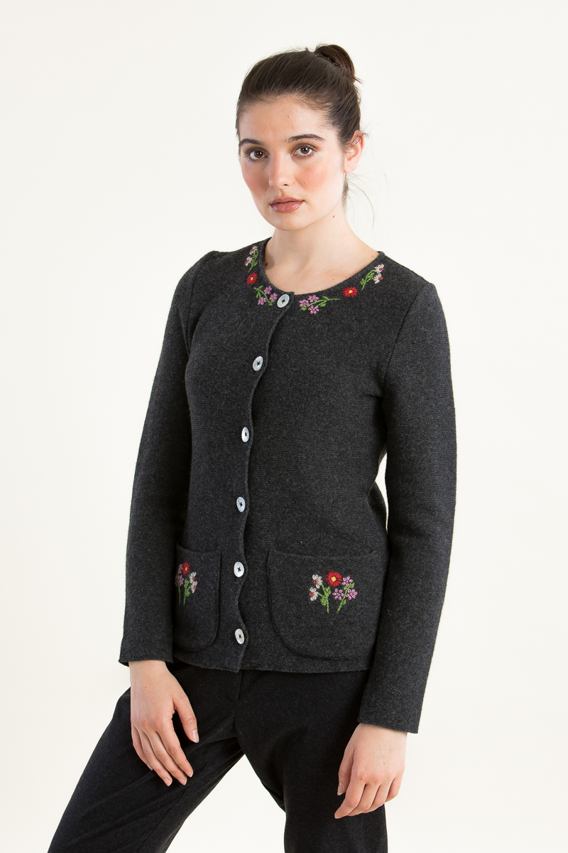 Bestickter Strickjanker 1361157 anthra
