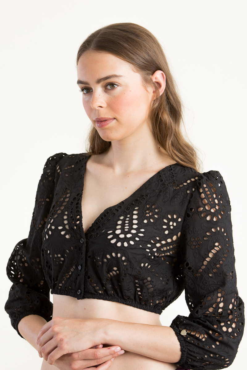 Dirndlbluse Lou mit Puffarm schwarz 5760 4455