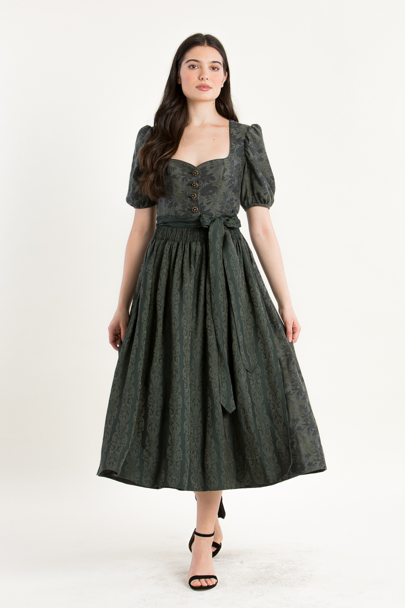 Dirndl mit Puffarm Carolina K0884-725 flaschengrün