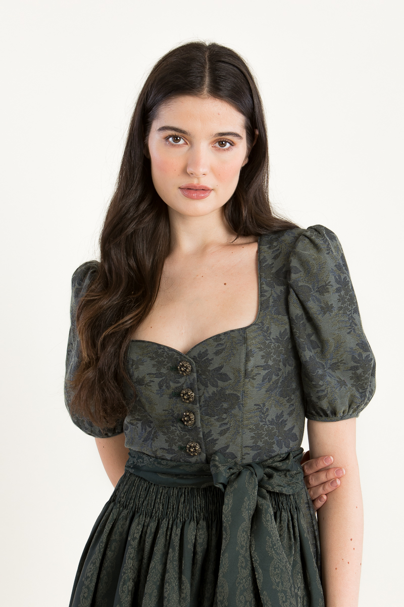 Dirndl mit Puffarm Carolina K0884-725 flaschengrün