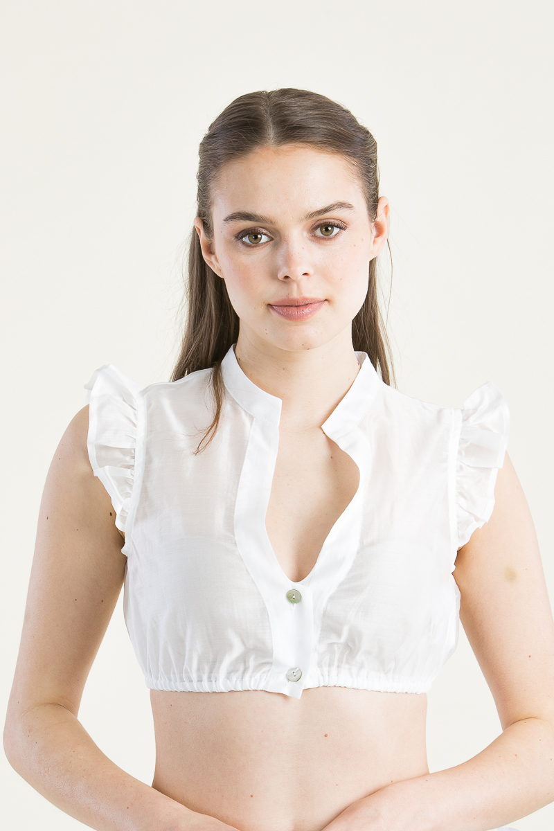 Dirndlbluse Eveline mit Flügelarm weiß