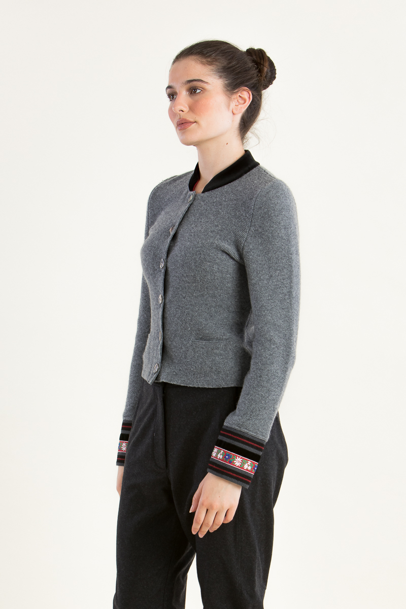 Bestickter Strickjanker 1322154 grau