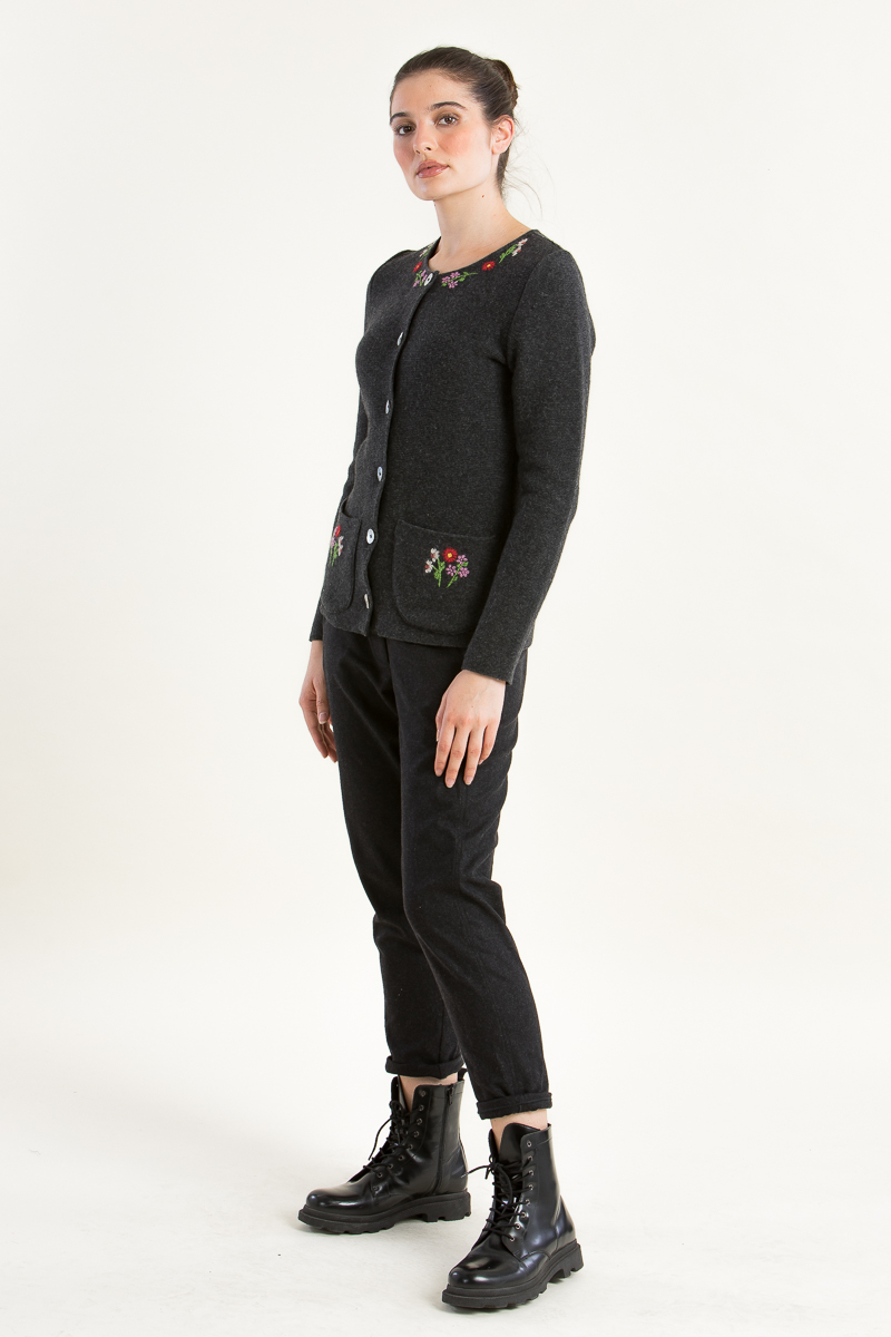 Bestickter Strickjanker 1361157 anthra
