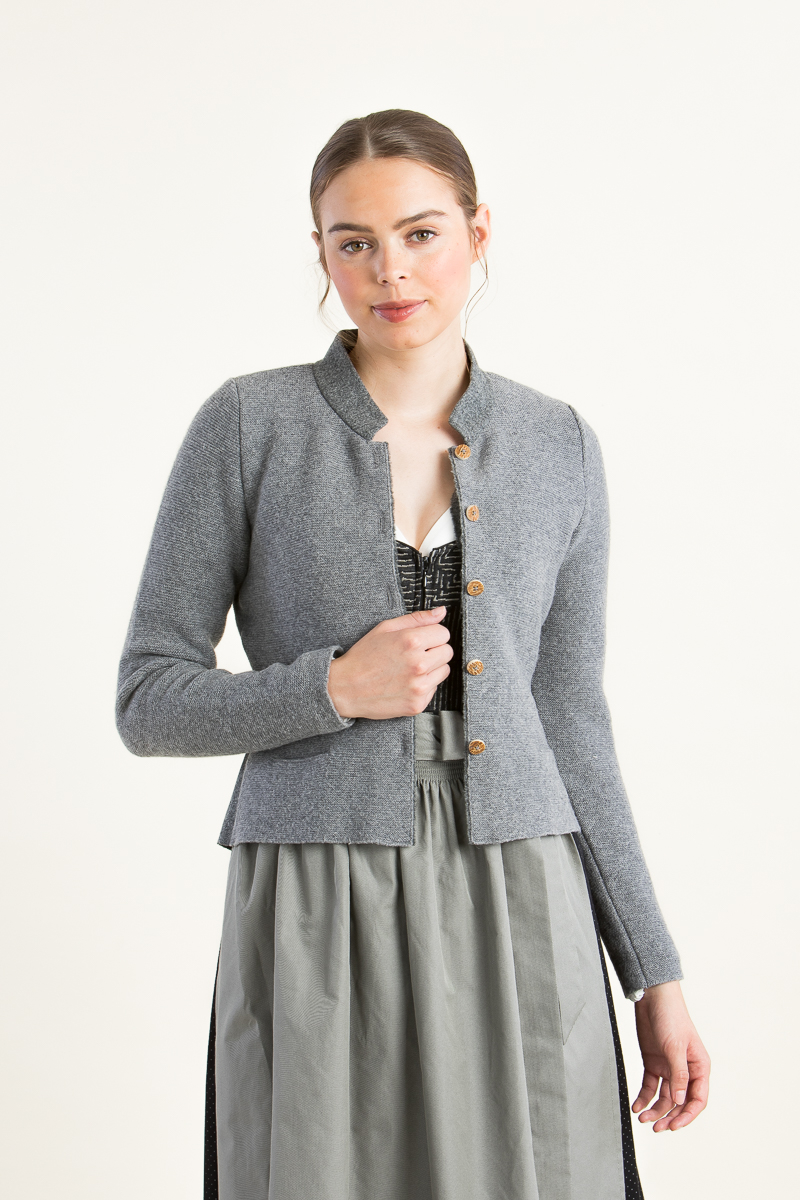 Strickjanker mit Loden 1368154 grau