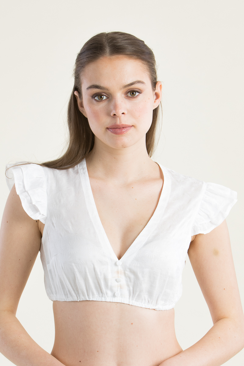 Dirndlbluse mit Flügelärmel Greta weiß