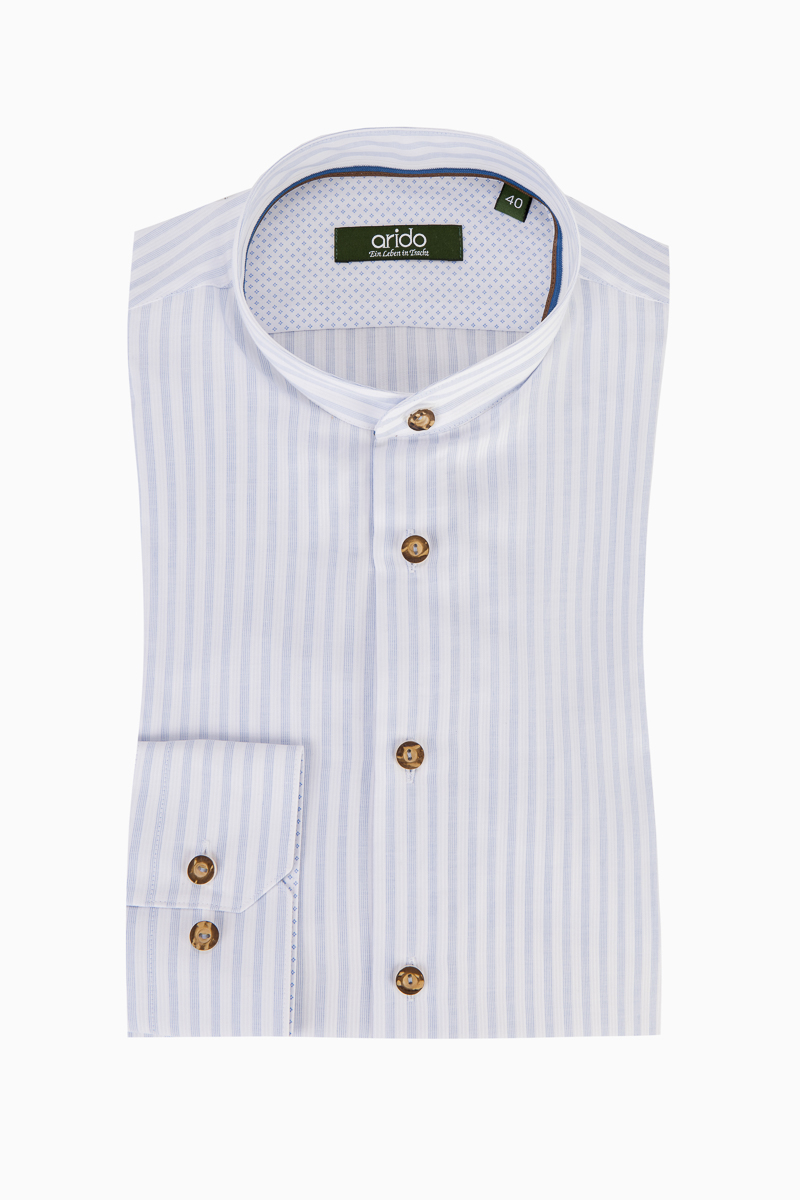 Trachtenhemd 2545-4053-63 blau gestreift