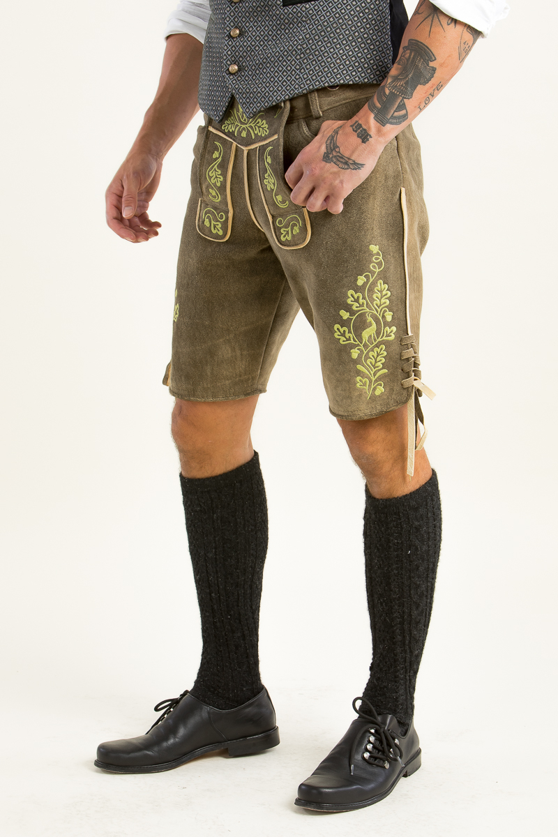 Hirschlederhose Ludwig antik/stein