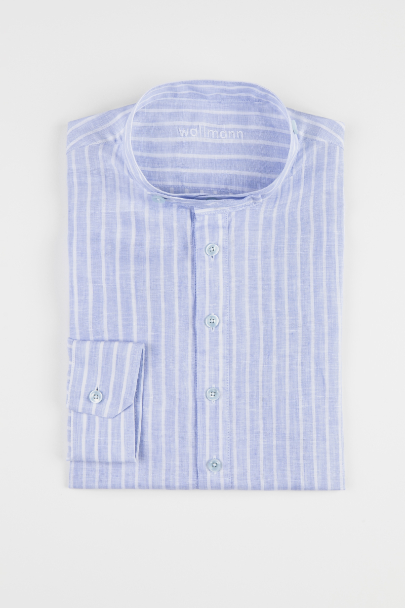 Wallmann Leinenhemd 2013456 blau gestreift