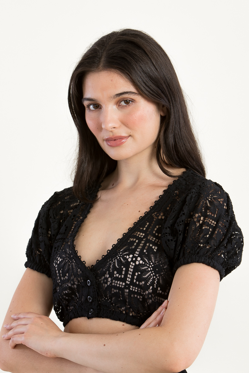 Dirndlbluse mit Puffarm Kaira schwarz