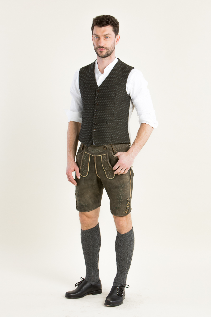 Lederhose Leo antikbraun/tanne