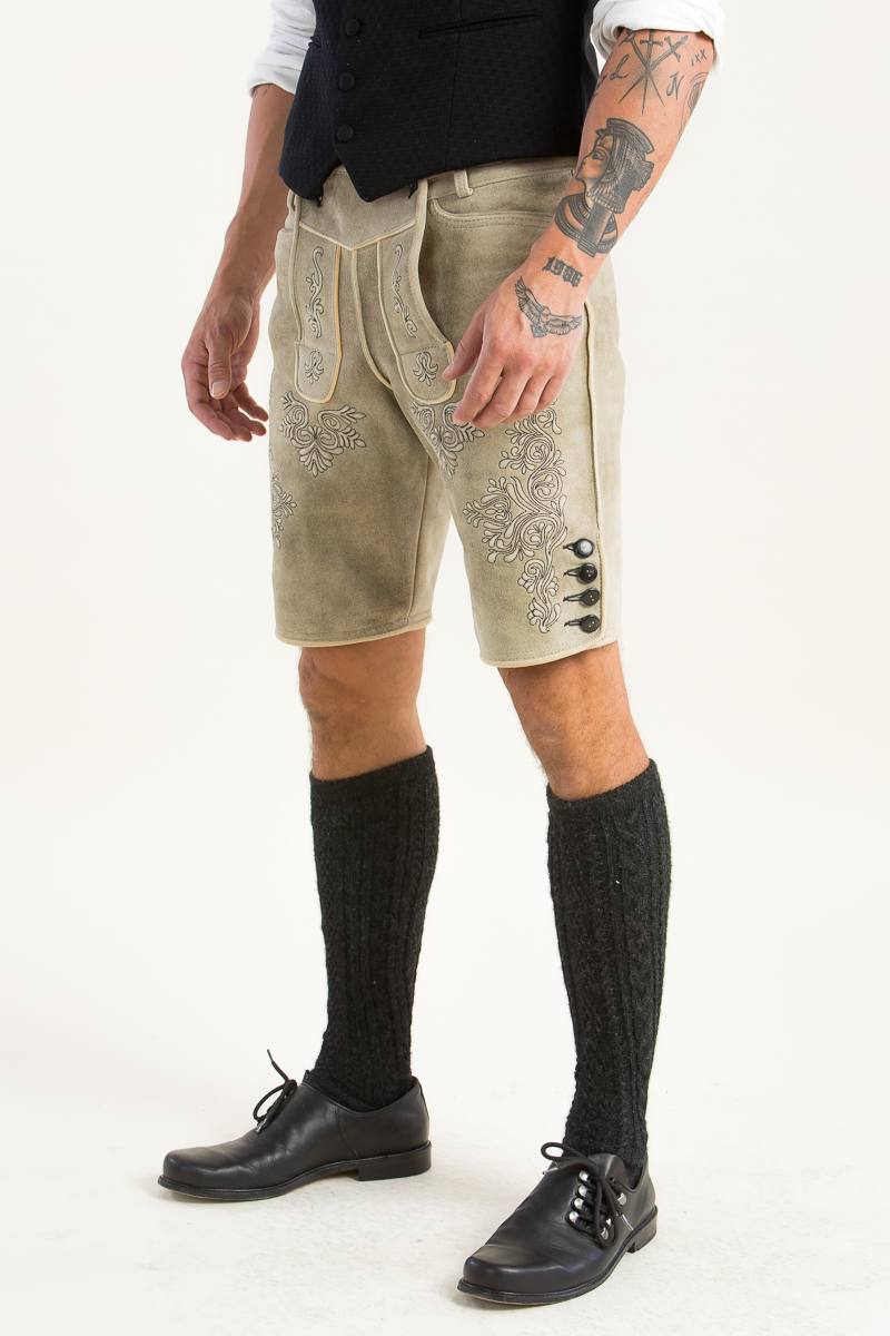 Ziegenlederhose Weissenberg safari/schwarz