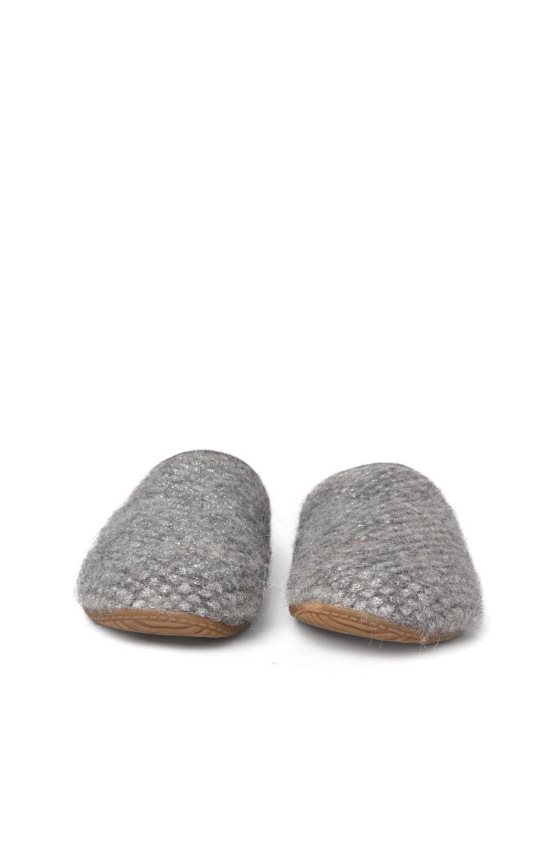 Hausschuhe Damen Premium Alpaka platin