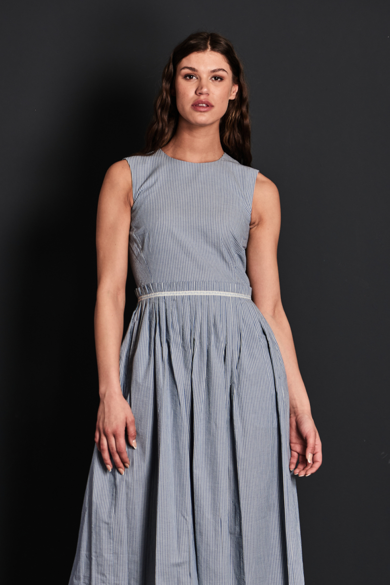 Trachtenkleid Elfriede blau gestreift