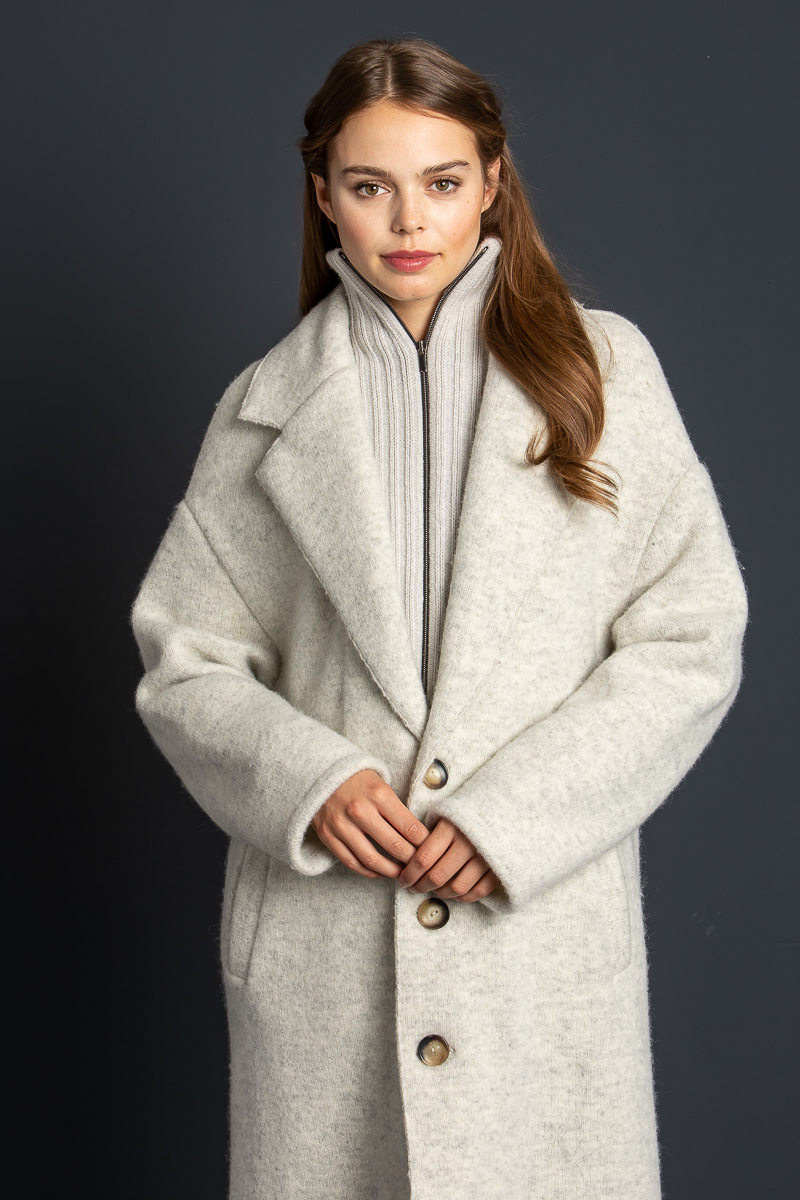 Gewalkter Mantel Anina ecru