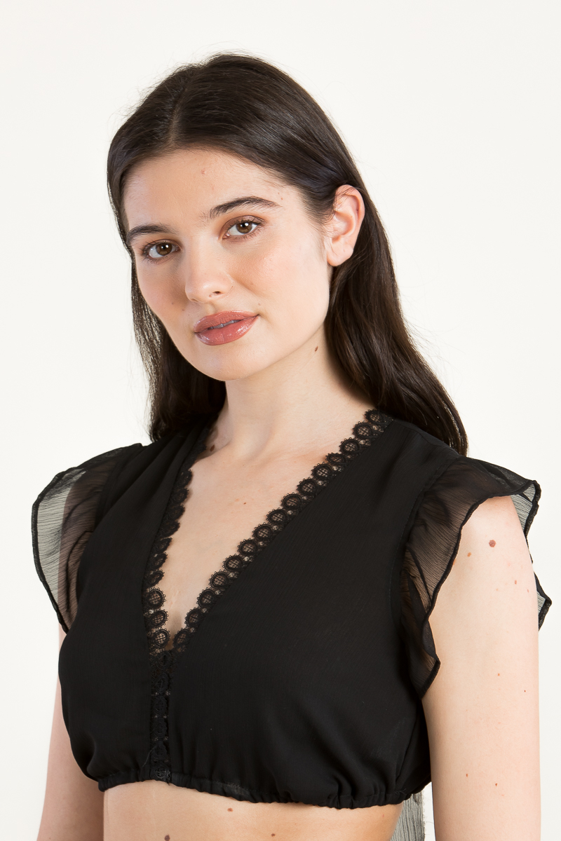 Dirndlbluse mit Flügelarm Isa schwarz 